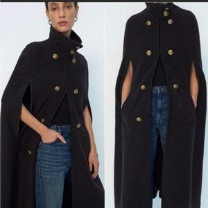 NWOT ZARA Limited-Edition- Wool Long Cape Coat